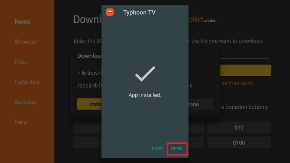 Steps to install typhoon tv on firestick