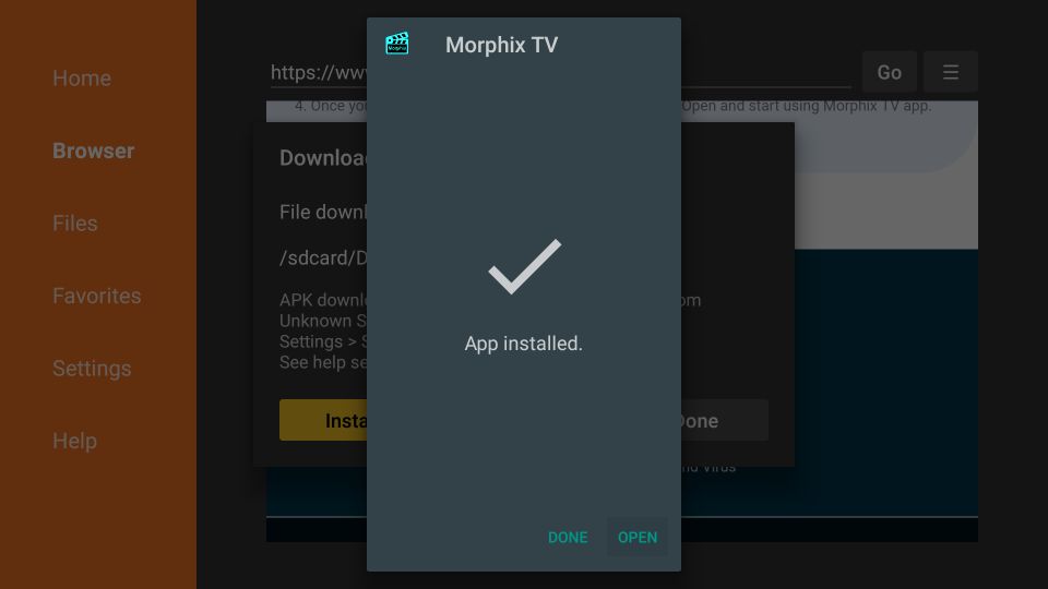 how to install morphix tv on Firestick