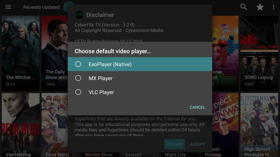 choose default media player