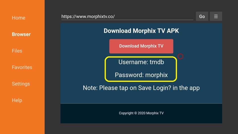 morphix tv apk username and password