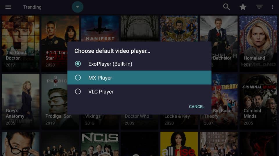 Choose default video player