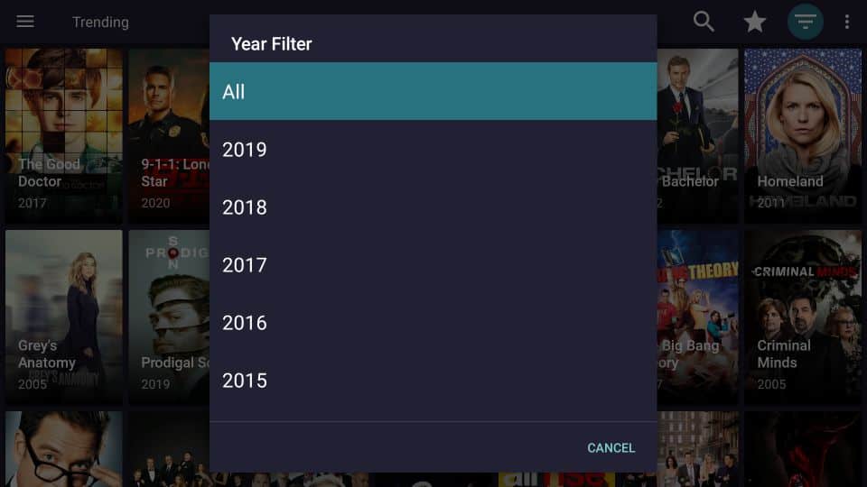Year filter