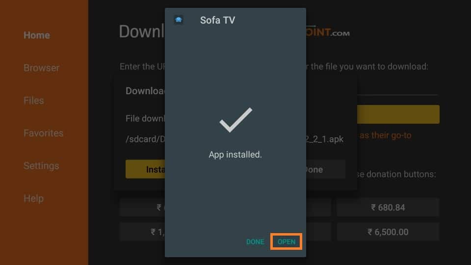 steps to install Sofa TV APK