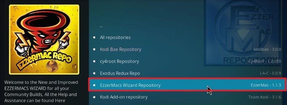 Click EzzerMacs Wizard Repository