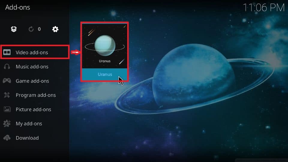 how to use Uranus addon on Kodi