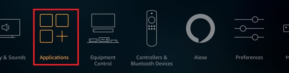how to Fix Fire Stick not working. Click Applications.