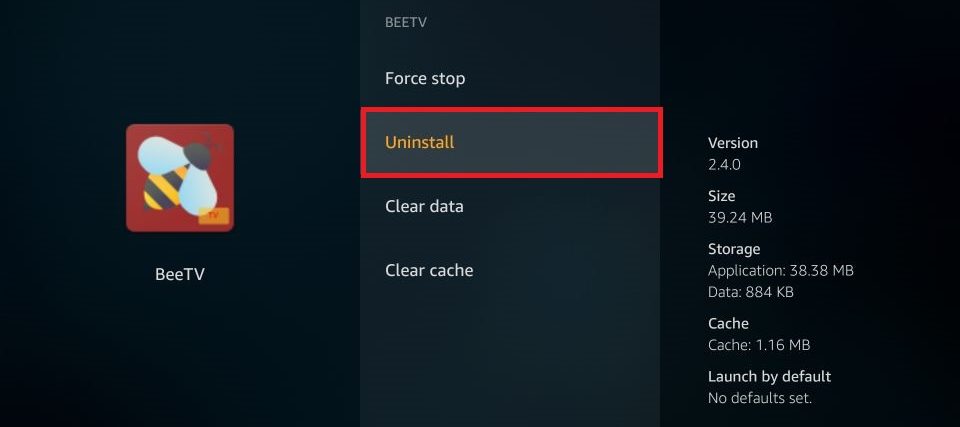 how to Fix Amazon Fire Stick not working click Uninstall