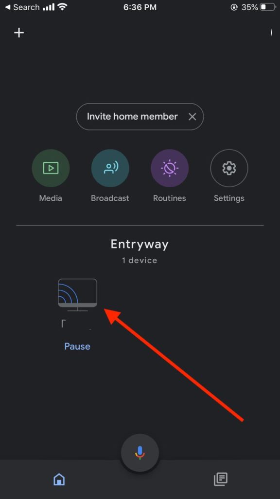 Open the Google Home app on a respective Smartphone and Select the connected Chromecast device
