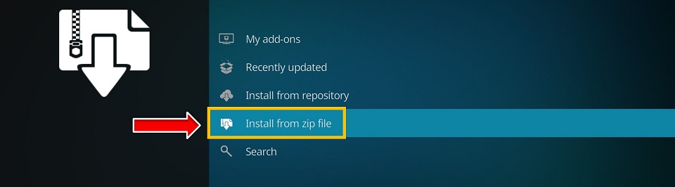 Click Install from Zip file option