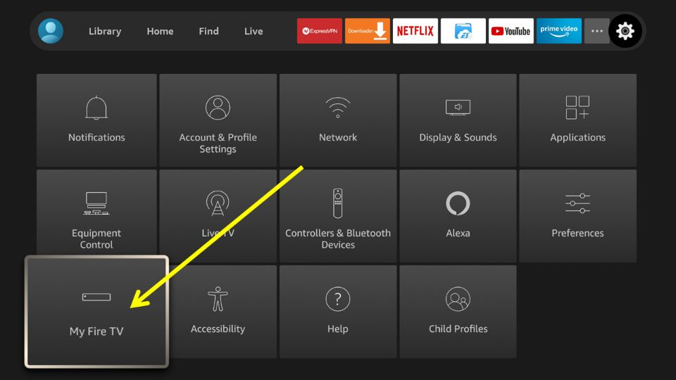 In the settings menu, look for the option My Fire TV. Enter it