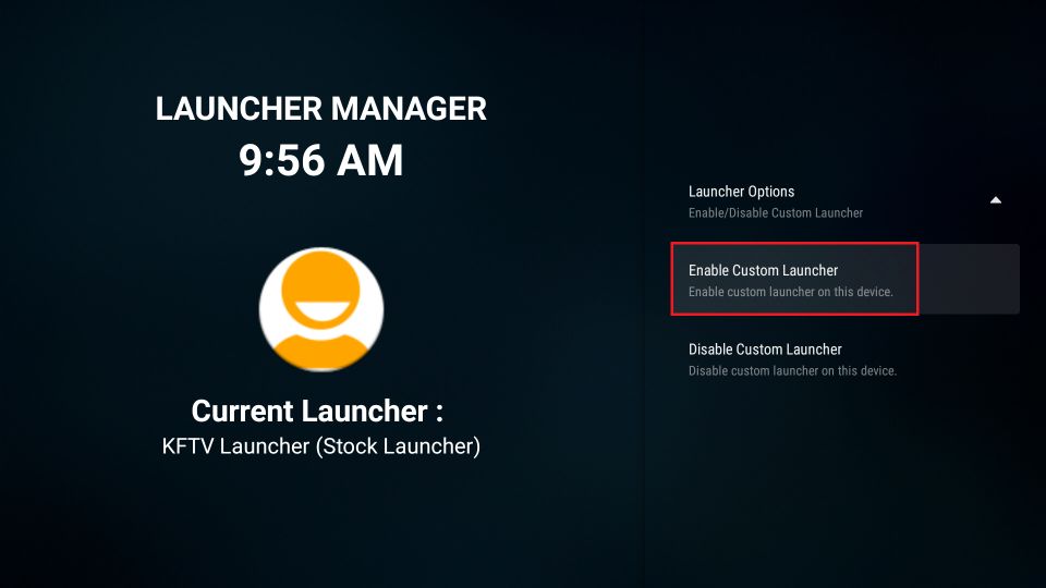 enable custom launcher