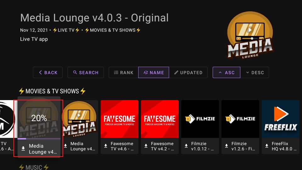 how to install media lounge on firestick